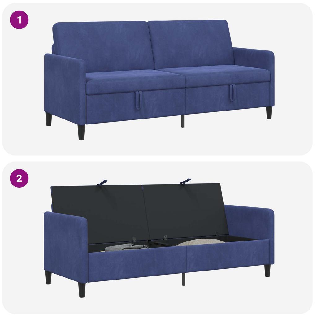 Storage Sofa In Police Blue 192 X 78 X 87 Cm Polyester