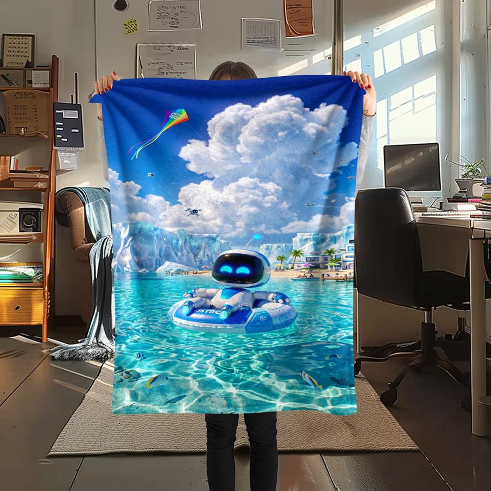 1PC ASTRO BOT Patterned Flannel Blanket Suitable For All Seasons for Home Decor Warmth and Comfort Gifts Holiday Present