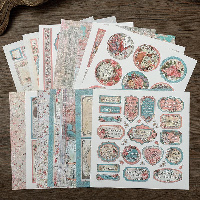 

15 Розовых Водонепроницаемых Декоративных Фоновых Листов для Рождества: Неповторяющаяся, винтажная бумага для планировщика с Санта-Клаусом и оленями