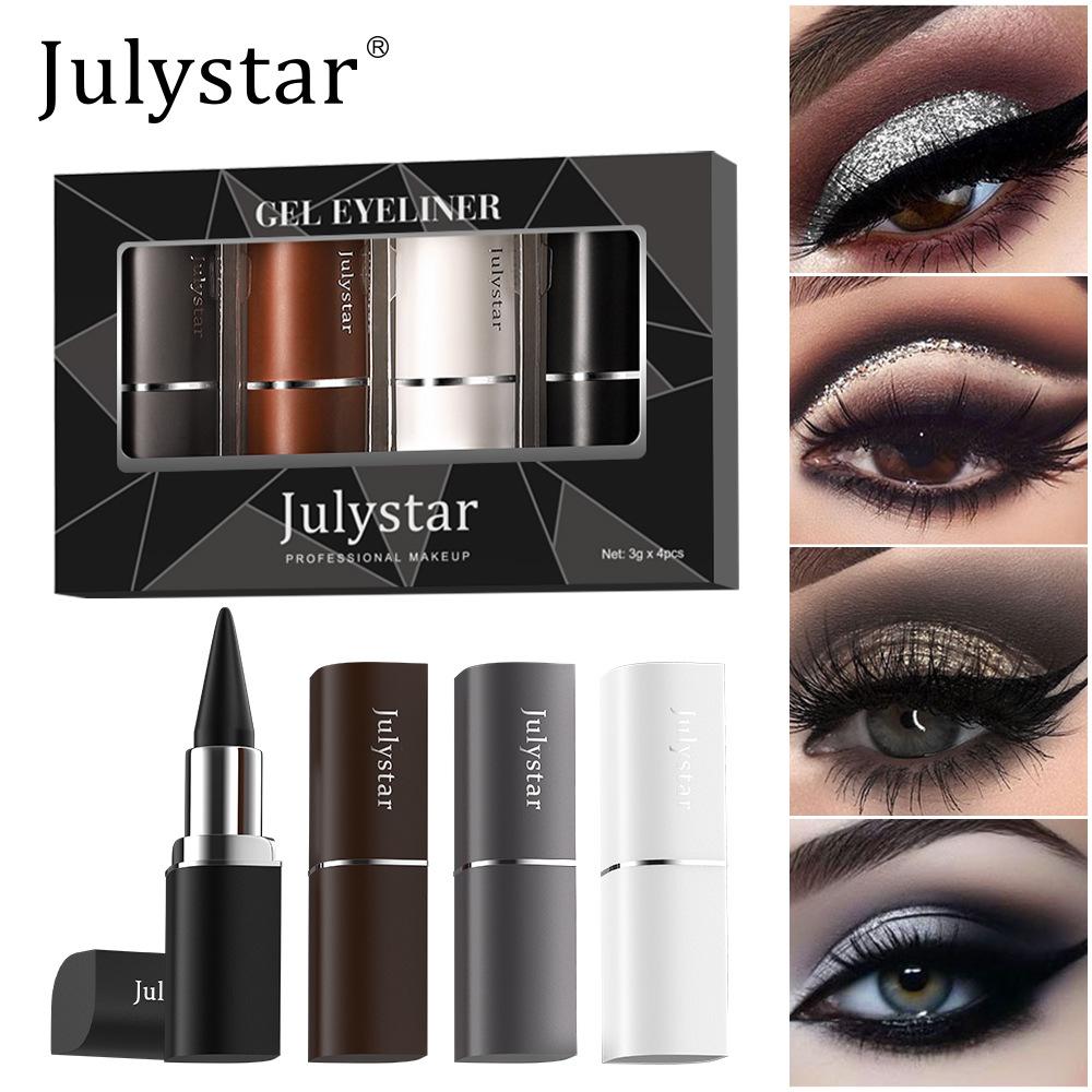 4PCS Beauty Easy To Color Multi-Color Eyeliner Set Lasting Waterproof Cool Black Matte Eyeliner Makeup