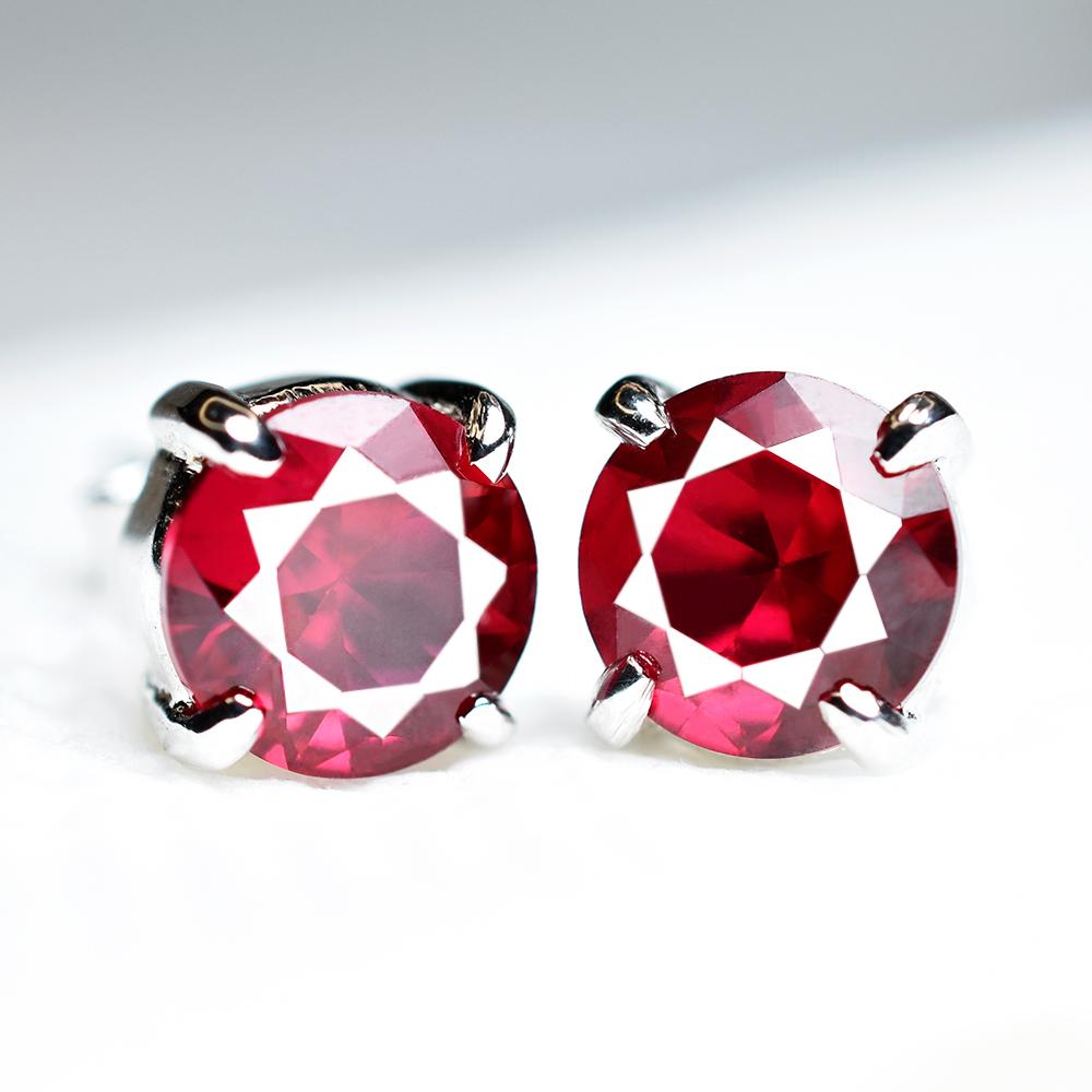 Natural Mozambique Red Ruby 16.10 Ct CERTIFIED Round Cut Earring Pair Free Gift MY.ER-03-N3