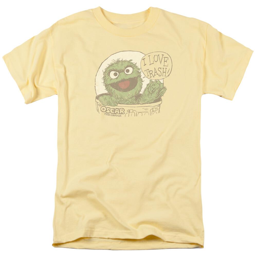 Sesame Street I Love Trash T Shirt Mens Licensed Classic TV Oscar Grouch Banana XXXXL