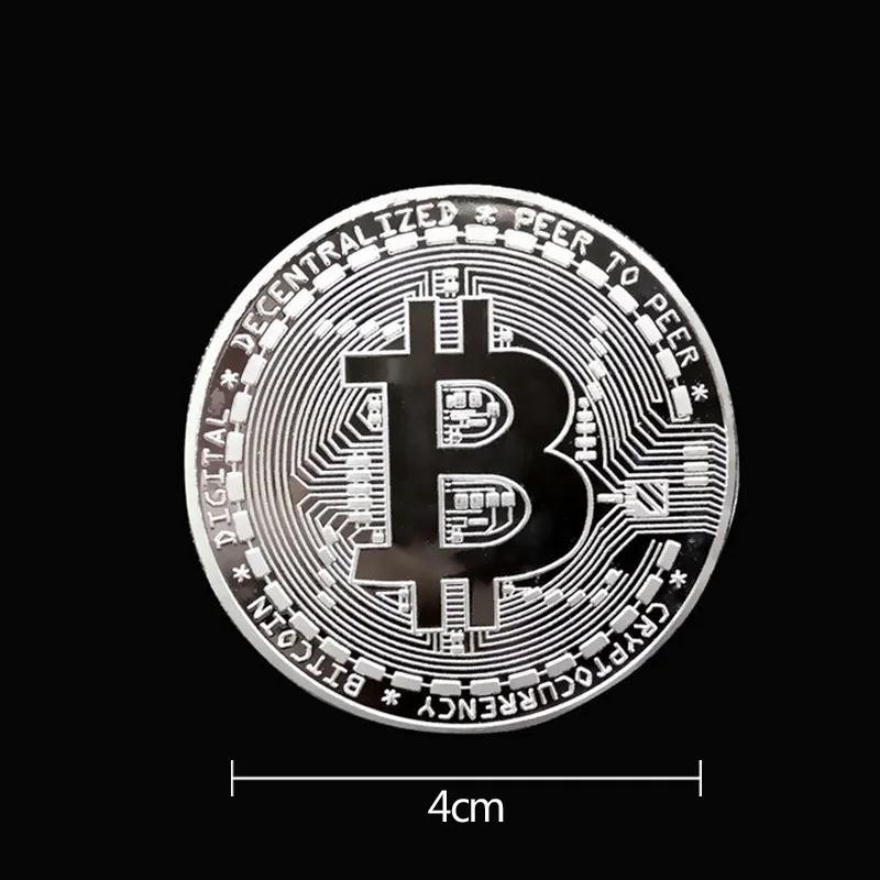 BITCoin Art Collection Gold Plated Physical Bitcoins BTC with Case Gift Physical Metal Antique Imitation Silver Coins