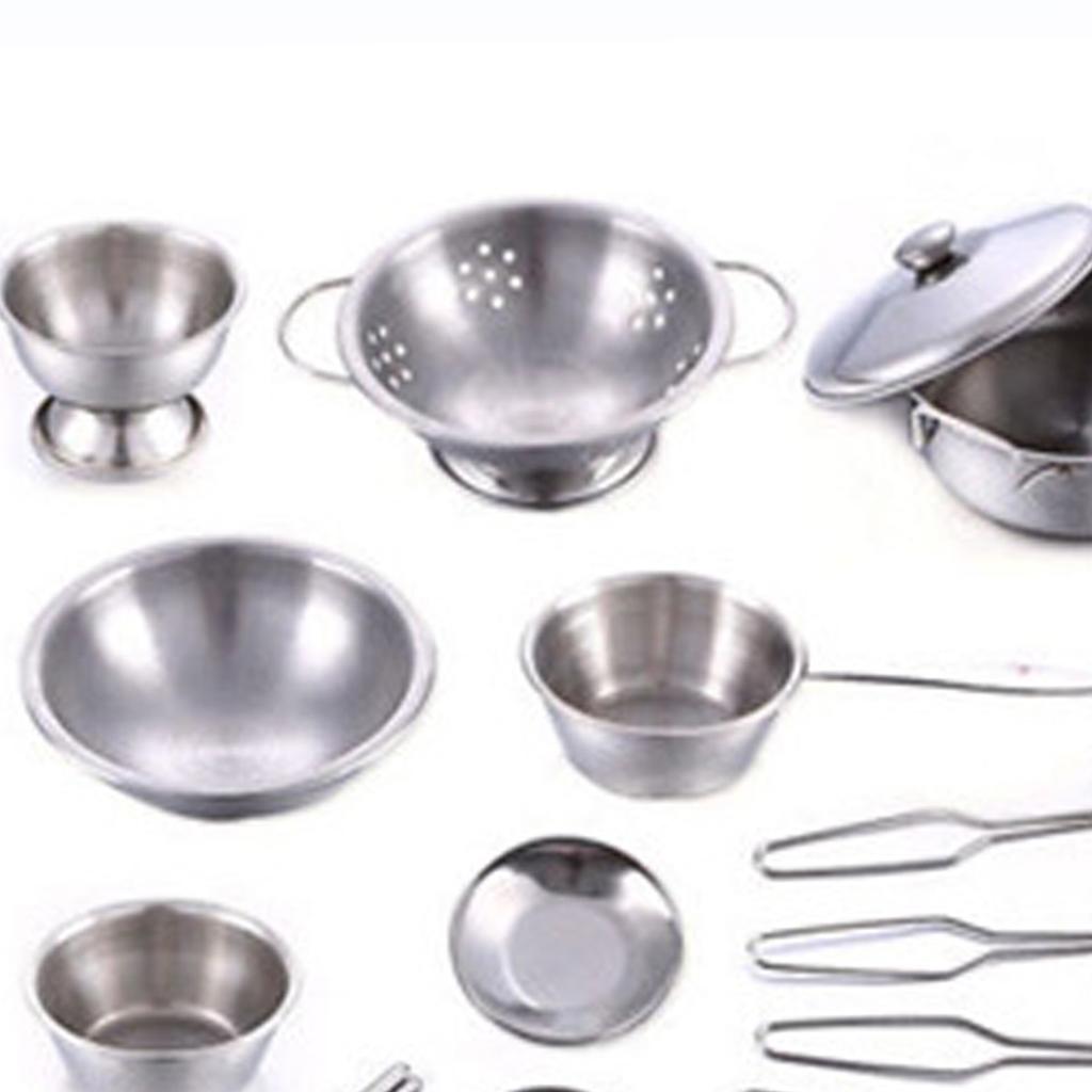 16PCS Pots and Pans Kitchen Toy Stainless Steel Pretend Play Cooking Toys for Kids Kitchen
