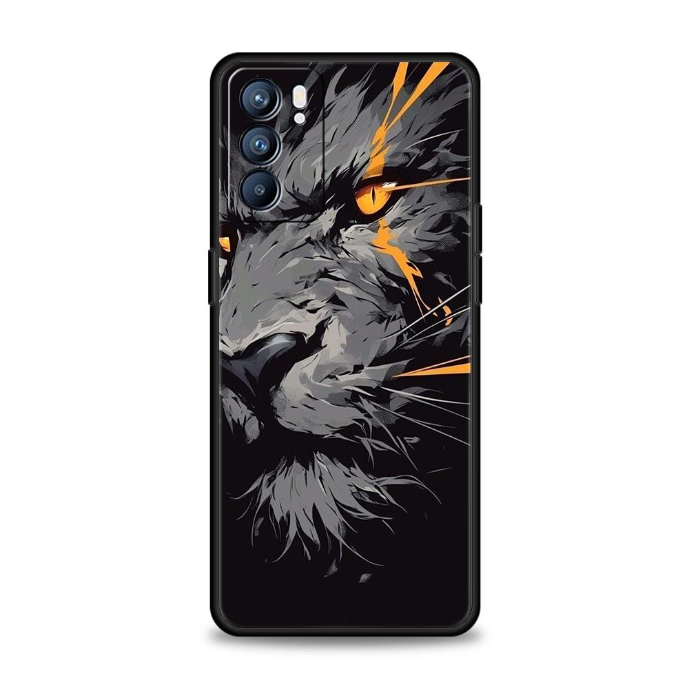 Cross Pattern Bicolor Lion Phone Case For Oppo A17 A31 A54 A57 A78 A79 A98 Find X5 X6 Reno 6 7 8 10 11 12 13 F Pro 5G Soft TPU