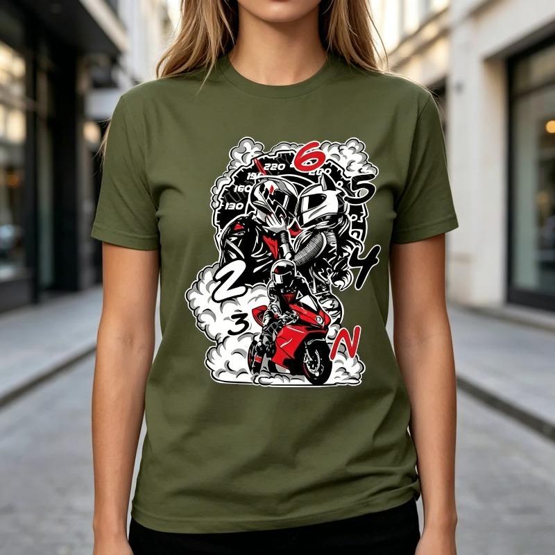 Motorcycle Helmet Graphic Tshirt for Unisex Unisex Casual Cotton Short Sleeve Tee Top Cool Biker Graphic Shirt 100 Cotton Summer