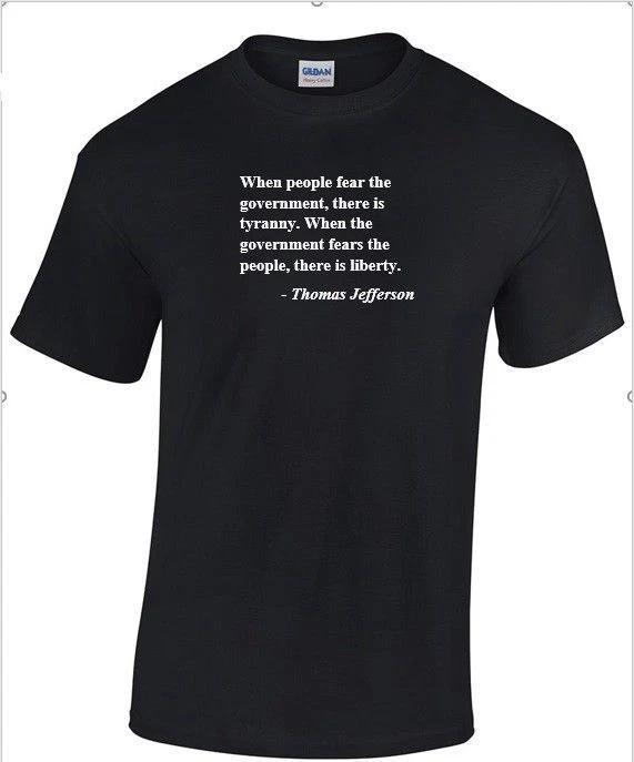 Thomas Jefferson Quote Tyranny Liberty Founding Fathers Famous Quote Black Shirt XL