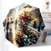 Carolers, Winter Wonderland Automatic Folding umbrella Compact 8 rib Design, Unique Style, Suitable for Everyday Outdoor Use, Perfect Gift f