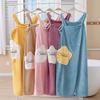 Soft Absorbent Star Coral Fleece Wearable Bath Skirt Bathrobe