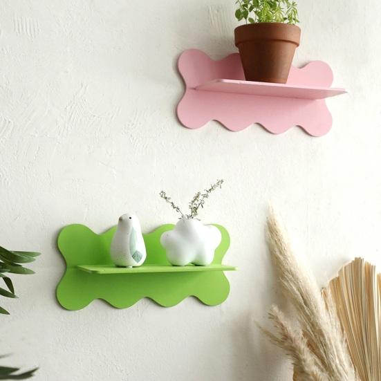 Yousheng Floating Wall Shelf Wooden Wall Mounted Shelf Wave Edge Display Shelf Storage Organizer for Home Decor Small Collectibles Plants Figurines