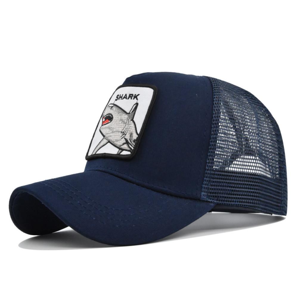 Cute Shark Embroidered Baseball Cap Adjustable Cotton Casual Cartoon Pattern Hat