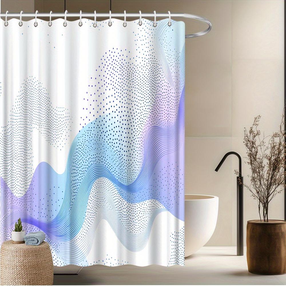 

Abstract Wave Shower Curtain, Ocean Inspired Design, Purple & Blue Accents, Fade-Resistant Polyester,Bath Decor W60H190(CM)-1 Pcs