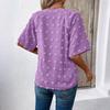 Women's Summer Solid Color Comfortable Loose Large  V-Neck Short Sleeve Top