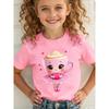 European Sizes Summer Fashion Short Sleeve T-Shirt for Girls Featuring a Cartoon Print of a ‘Cappuccino Ballerina Holding a Heart'