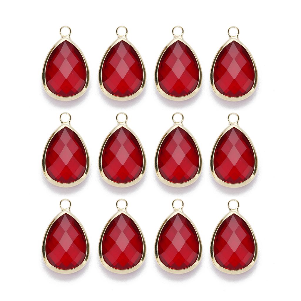6Pcs Glass Droplet Shape Pendant with Gold Border High Quality Pendant For DIY Necklace Earrings Jewelry Accessories Supplies