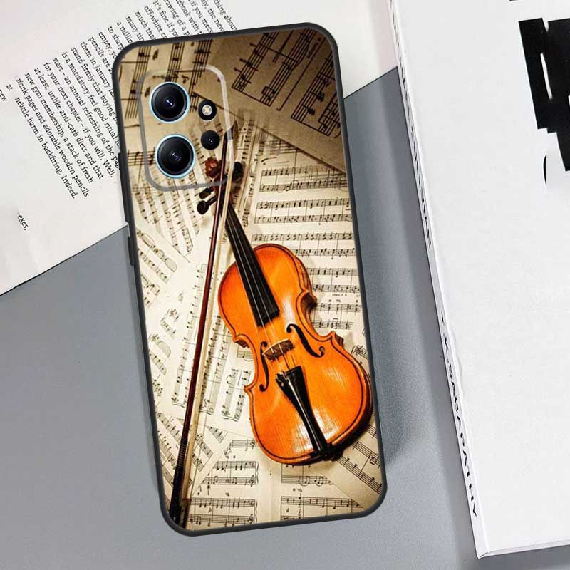 Elegant Violins Bow Sheet Music Case For Xiaomi Redmi Note 14 Pro 10 11 12 13 15 Pro Cover For Redmi 15 13C 12C 10C 14C 15C