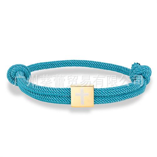 Classic Cross Milan Rope Hand Rope Stainless Steel Gold Square Buckle Cross Adjustable Easter Bracelet