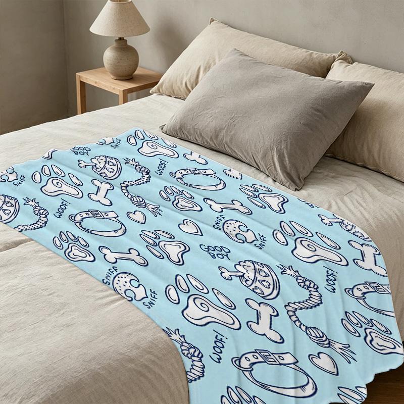 Lightweight Pet-Themed Flannel Blanket Soft, Skin-Friendly, Warm & Cozy for Home, Christmas, Halloween & Relaxing