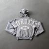 Completo felpa con cappuccio oversize da uomo con design a lettera ricamata Fodera in pile Streetwear Tuta Autunno
