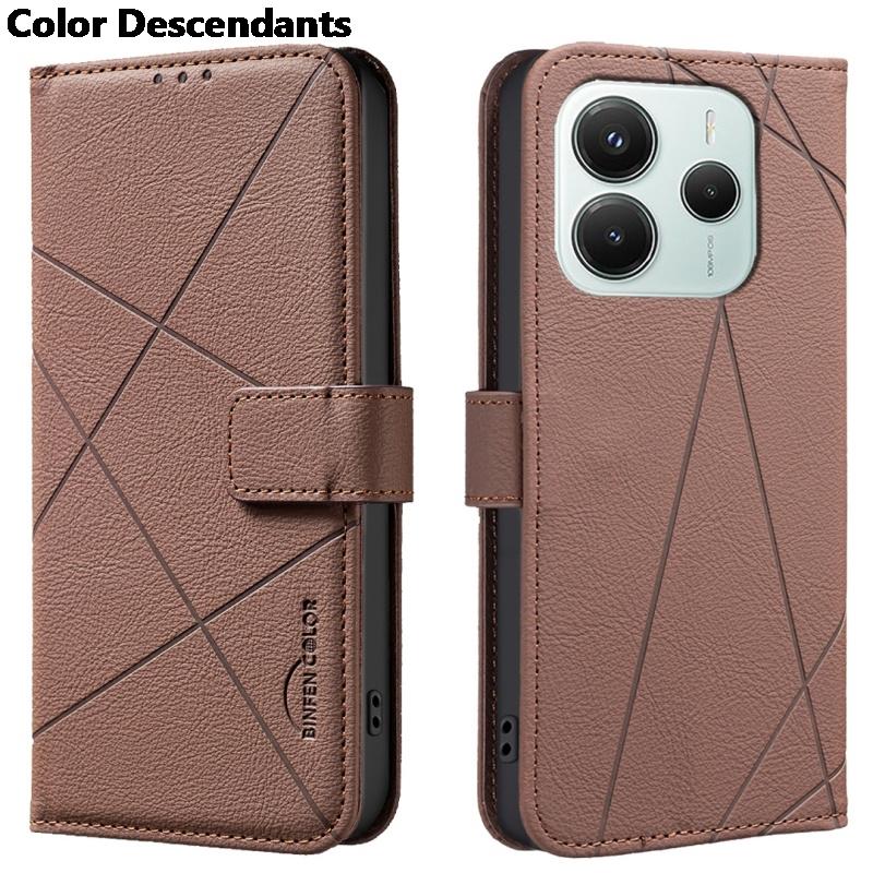 

Роскошный кошелек с магнитной откидной крышкой, кожаный чехол для телефона с отделениями для карт для XiaoMi RedMi 14C 13C Note 14 Pro Plus 13 12 11 11S 10 RedMi Note 14 (5G) коричневый