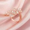 Huitan Rose Gold Color Leaf Shaped Resizable Opening Rings for Women Temperament Elegant Female Ring Wedding Party Trend Jewelry