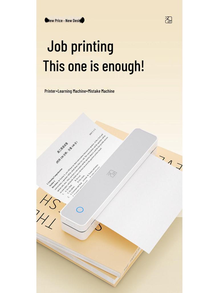 Han Yin MT610 Portable A4 Printer - Wireless Bluetooth Connection for Students