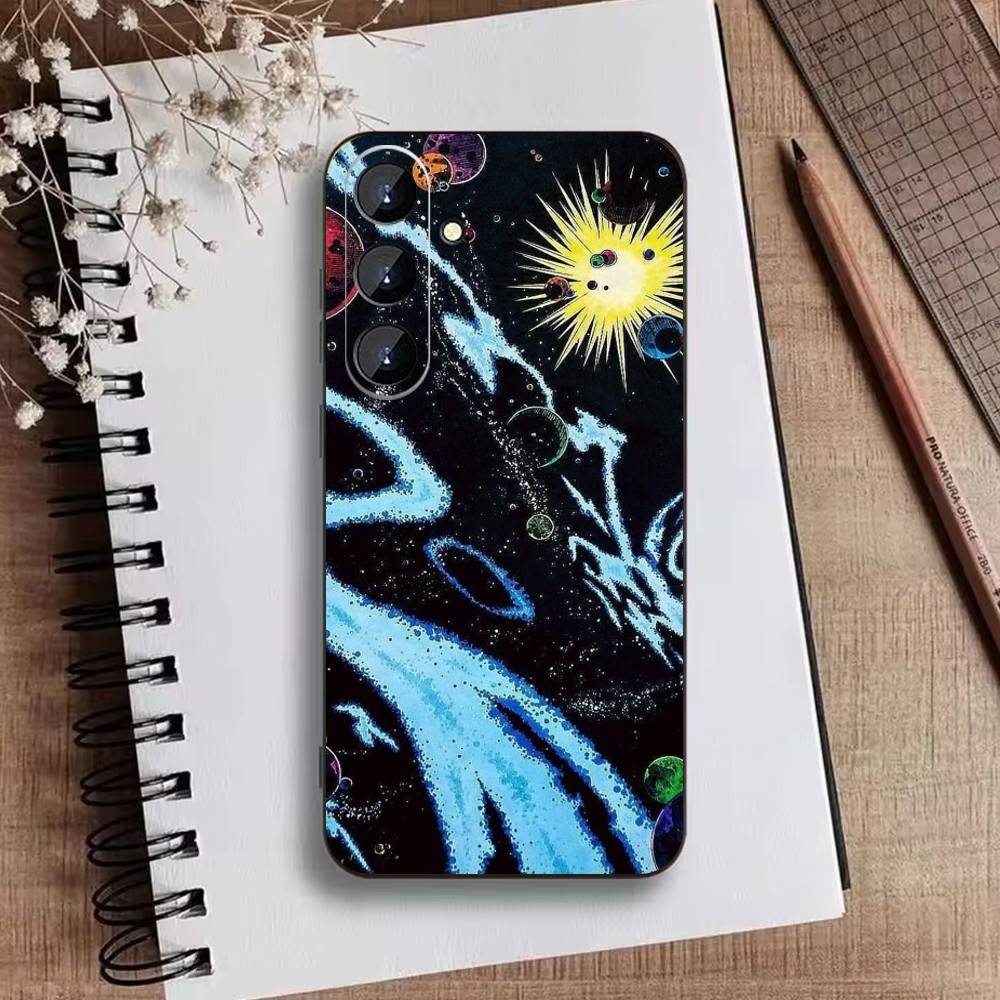 Starry Night Whimsical Landscape Phone Case For Samsung Galaxy A73,21,22,32,71,53,52,51,80,5G Soft Black Cover