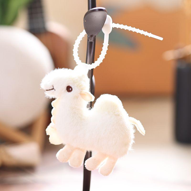 

1Pcs Plush Camel Keychain Lovely Stuffed Animal Keyring Bag Pendant Decoration School Bag Charm Couple Keycord білий