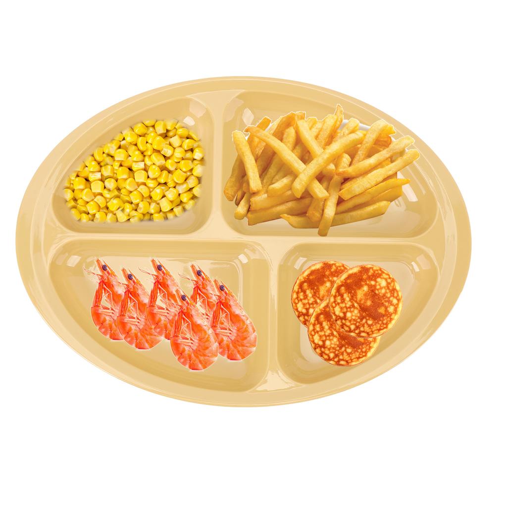 Divider Plate 4 Compartments Anti Slip Mat Round Portion Control Section Plate for Children Elderly Disabled