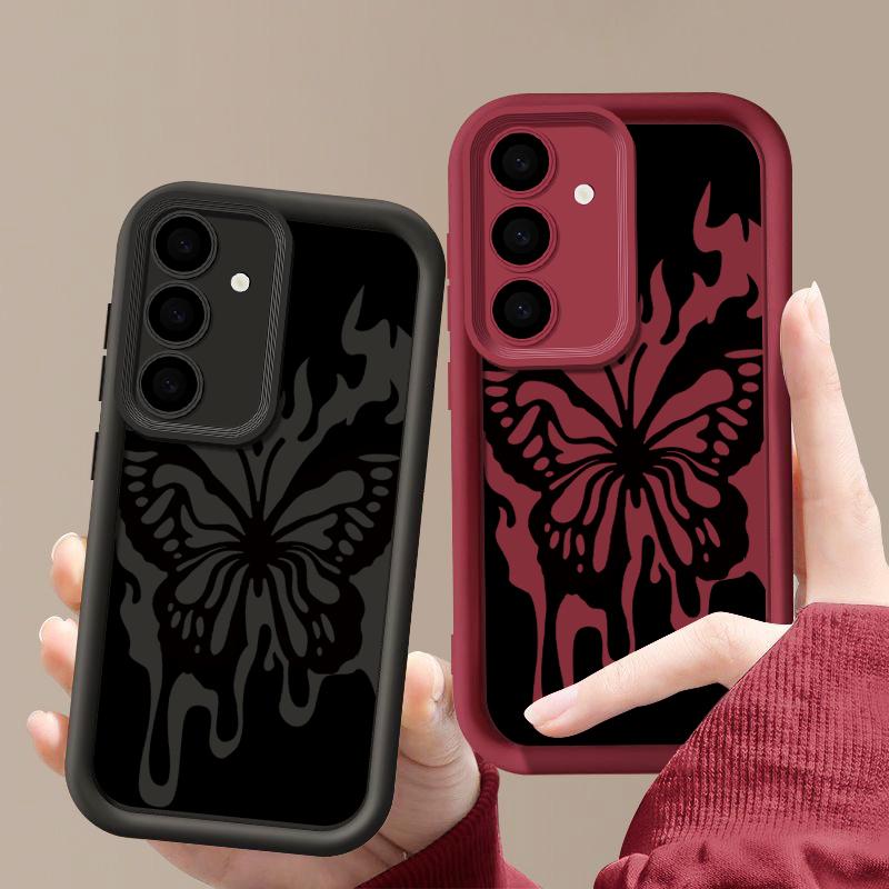 Custodia morbida color caramella per Samsung S25 S24 S23 S22 S21 Ultra Plus S20 Fe A55 A56 A52 A35 A15 Custodia protettiva antiurto in silicone con stampa a farfalla