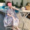 Girls Korean Floral Puff Sleeve Backless Princess Dress Summer Fashionable Children Clothing