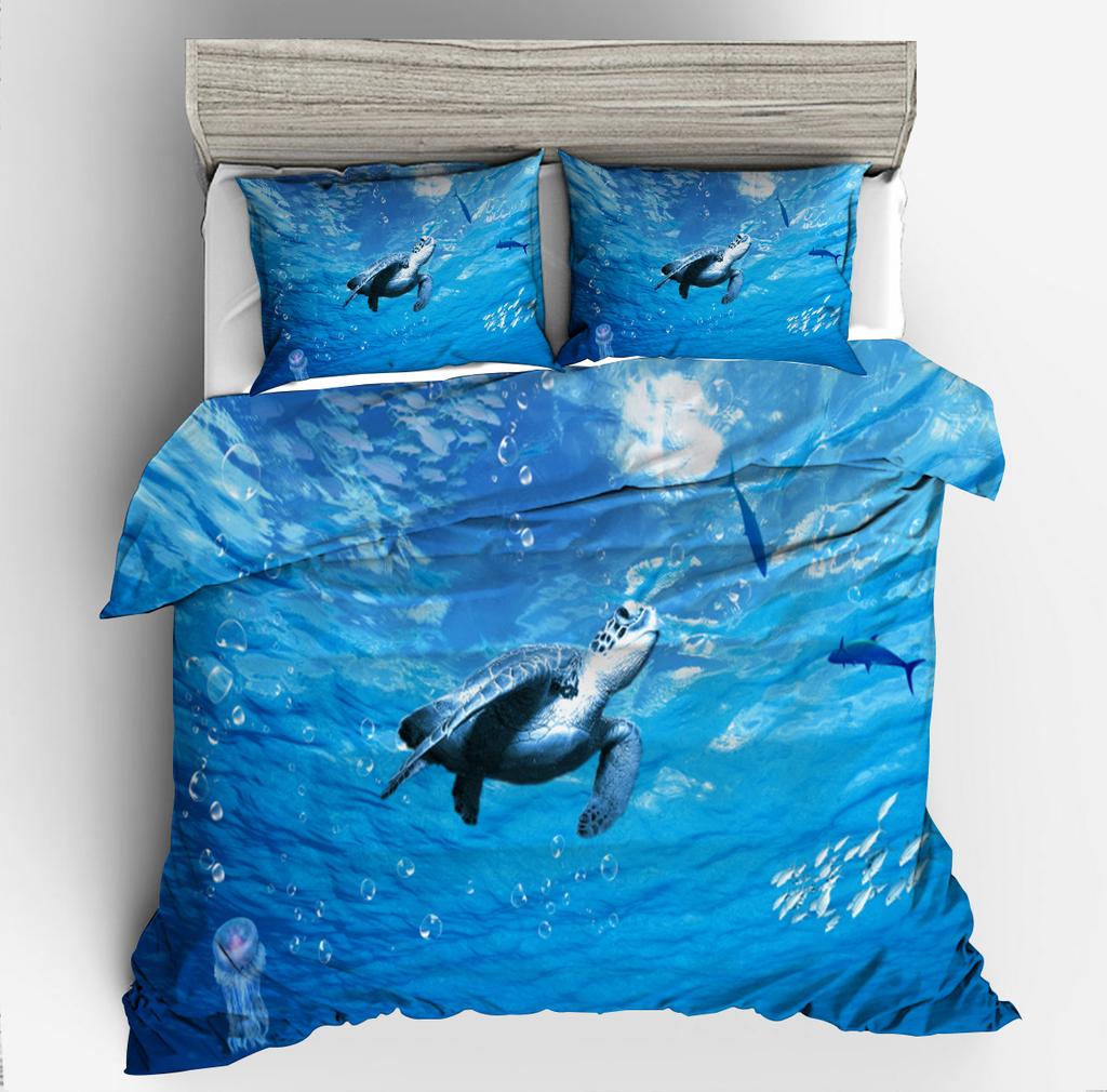 3D Digital Printing Underwater World Dolphin Series Quilt Set Three-Piece Set