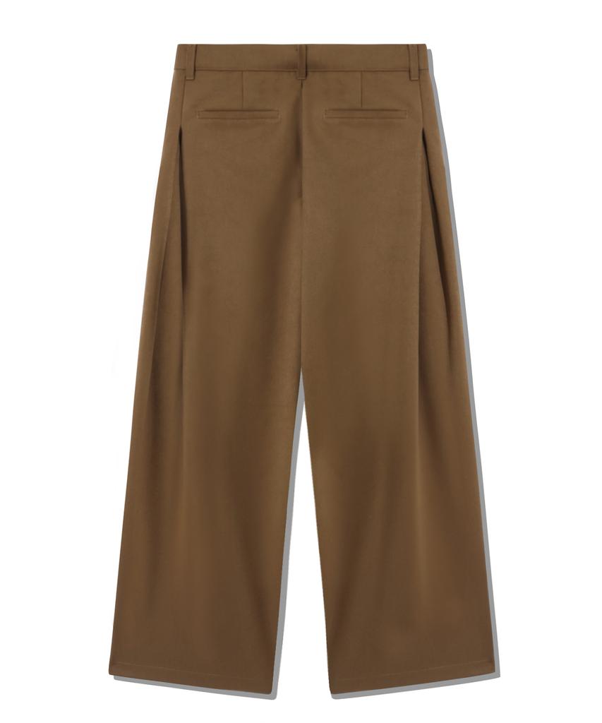 TRILLION Wool-Like Inverted Tuck Wide Pants [Camel]