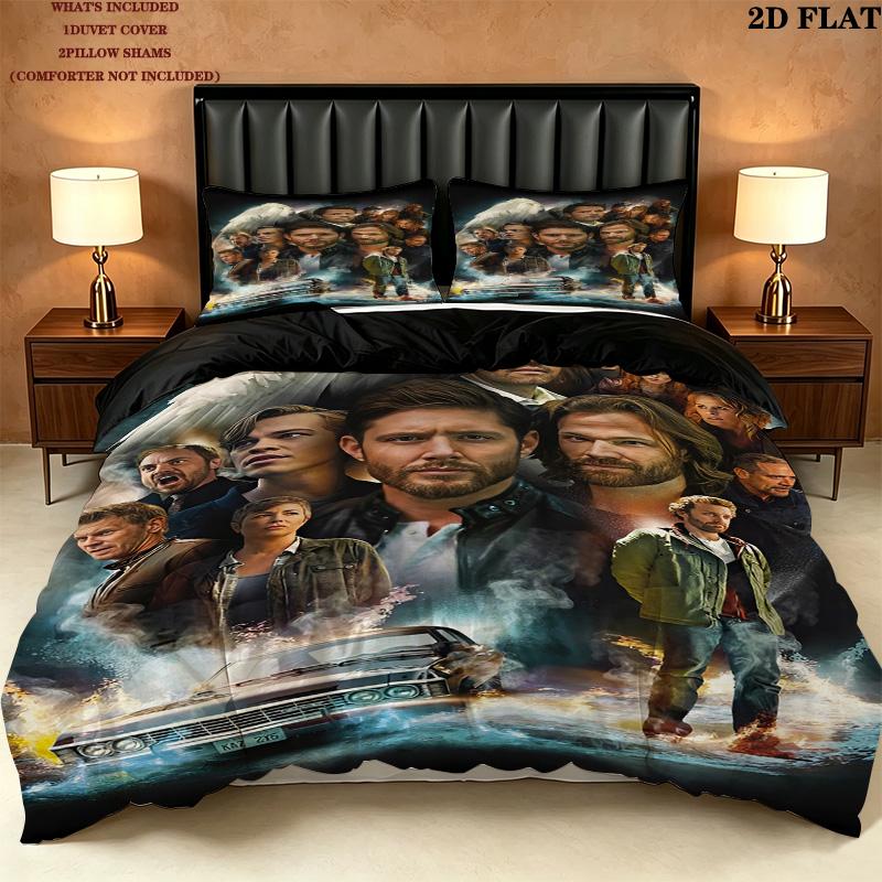 Supernatural Pattern Bedding Quilt Set Quilt Cover Pillowcase Home Birthday Gift(1 * Duvet Cover + 2 * Pillowcase, Without Core)