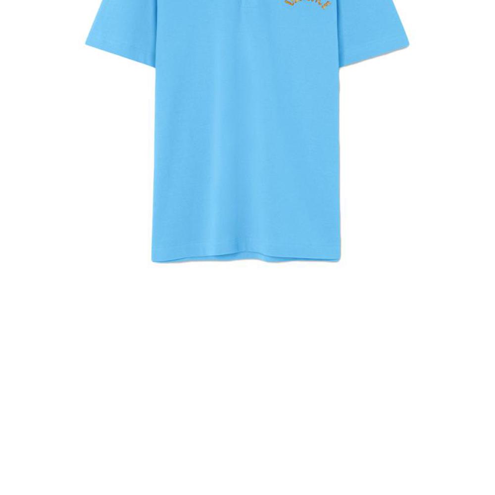 Versace Ss23 Solid Color Letter Embroidered Short Sleeve Polo Shirt Men Polo Shirts Blue 1010639-1A07698-1VA90