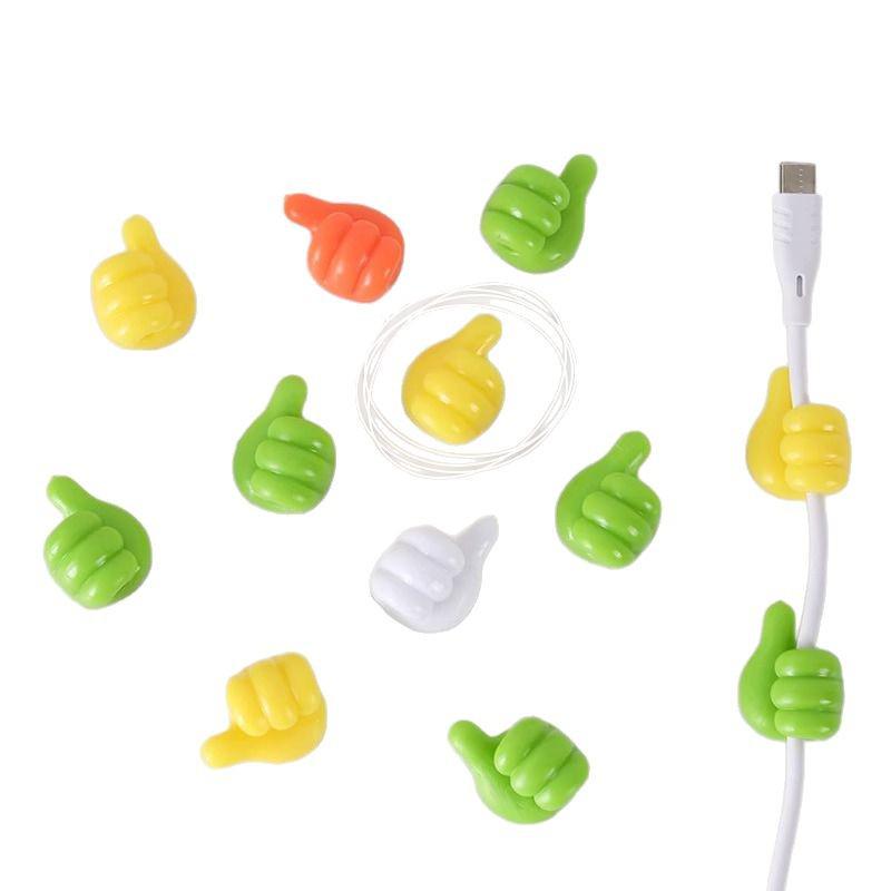 Set of 4 Creative Thumb Cable Storage and Adhesive Hooks: Multifunctional, No-Punching Cable Organizers