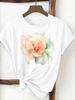 (Asian Size) Woman Top Fashion Women Cute Flower Style Clothing T Shirt Female Short Sleeve Graphic T-shirts Print Tee