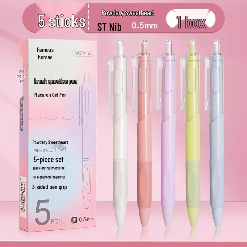Smooth Quick-Dry 0.5mm Clickable Gel Pen – Black, ST Nib, Water-Based for Students