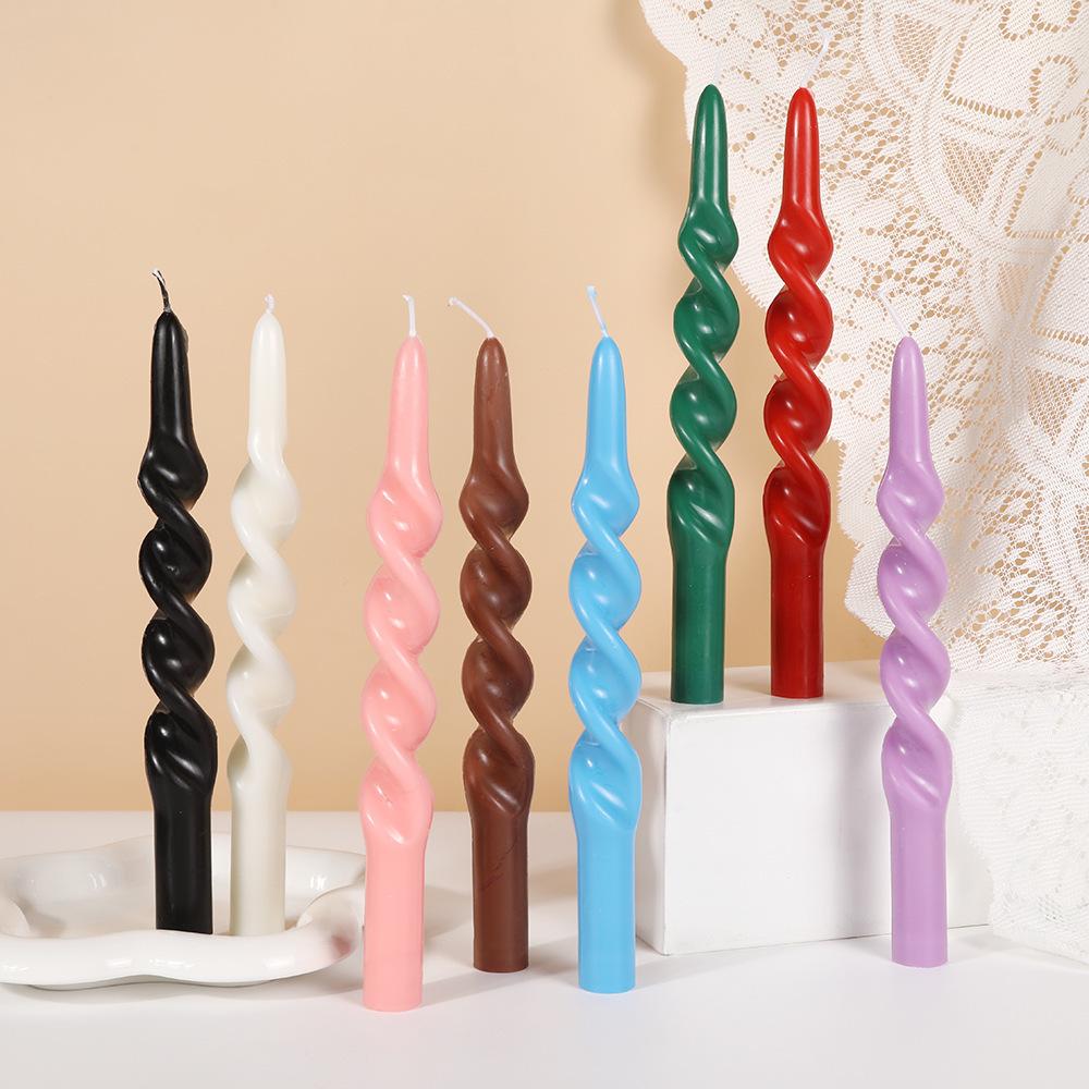 10-inch Classic Colorful Threaded Long Rod Candle Home Creative Odorless Twisting Rod Wax
