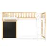 Loft Bed, Children's Bed, With Small Board for Painting, With Storage Box, Safety Rail, Storage Under the Bed, Pine + MDF, White+Natural, 90x200cm