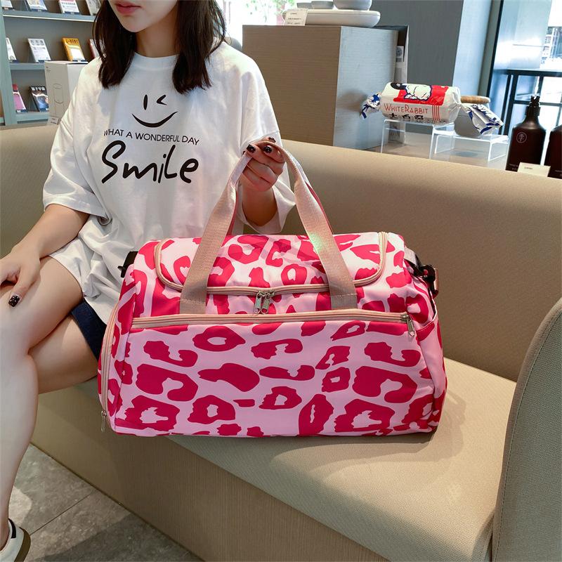 European and American cow pattern travel big bag anti-splashing Oxford cloth women's shoulder bag dry and wet separation fitness bag