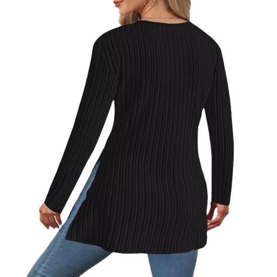 Women Tops V-Neck Long Sleeve Slim Fit Knitting Tops Solid Color Slim Fit Autumn Winter Blouse Versatile Daily Wear