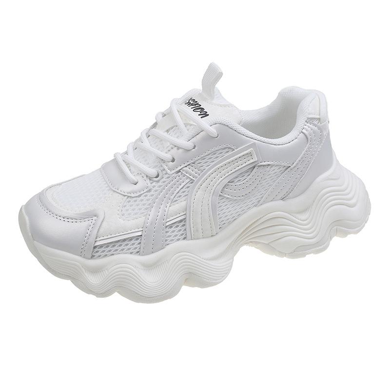 Leather Mesh Breathable Dad Shoes Children's Summer New Versatile Thick Sole Heightening Lightweight Casual Sports Shoes