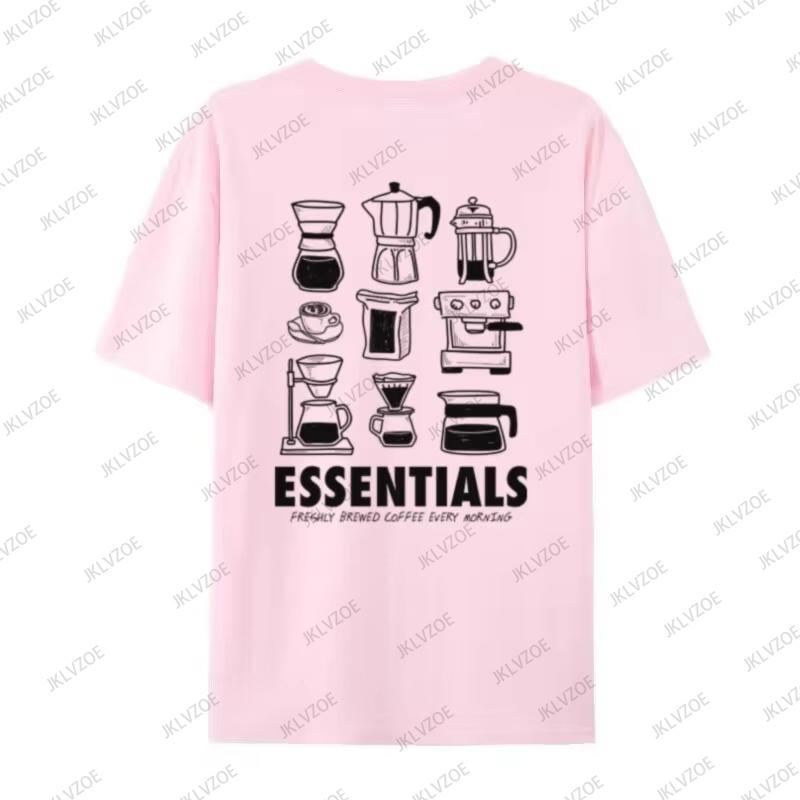 Summer New TShirts For Women Unisex Back Print Aesthetic Foodie Coffee Lover Cotton Barista Short Sleeve Tees Y2k Casual Tops S