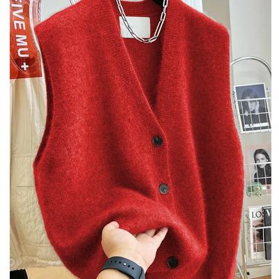 Women Autumn and Winter Versatile V-neck Sweater Vest Coat Female Fashion Sleeveless Knitted Cardigan Sweaters Vests Top