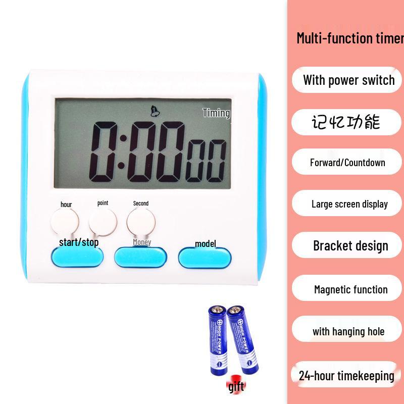 

Двуязычный цифровой таймер-часы: Многофункциональный секундомер и кухонный помощник для выпечки English Button Version