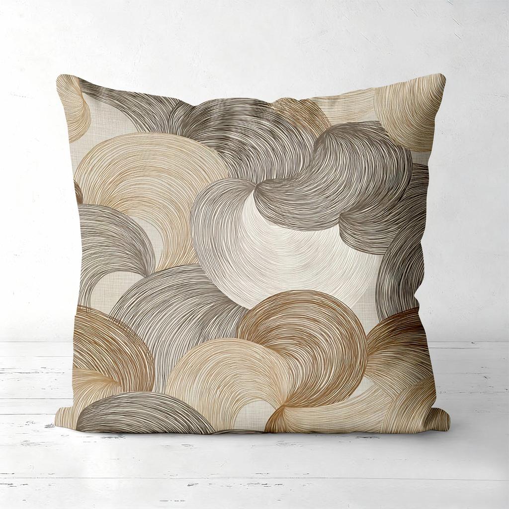 Set Of 4 Neutral Tone Abstract Floral Wave Throw Pillow Covers Pattern Cushion Cover Suitable For Sofa Bedroom Car Pillow Cover