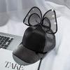 Big Bow  Summer Kids Black White Pink Lace Floral Ear Baseball Caps With  Children Sun Hats Princess