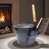 Wall-Mounted Furnace Ash Bucket Set Metal Container Ash Pail With Lid Shovel Broom For Fireplace Fire Pits, Grills, Wood Stoves