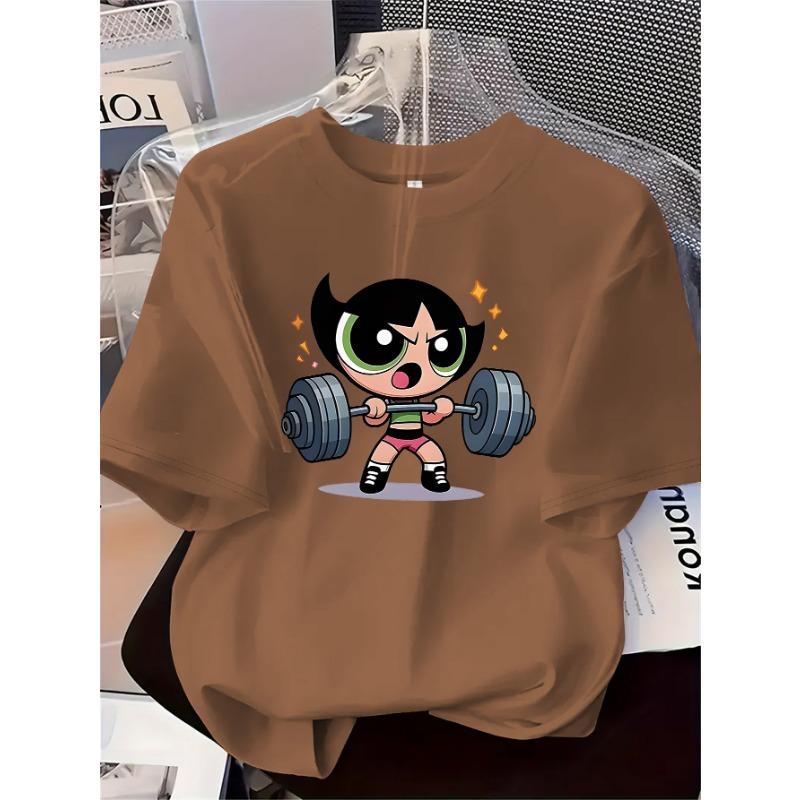 Simple prints, letters, cartoons, women's tops, casual and fashionable round-neck T-shirts, commuting style, comfortable and versatile